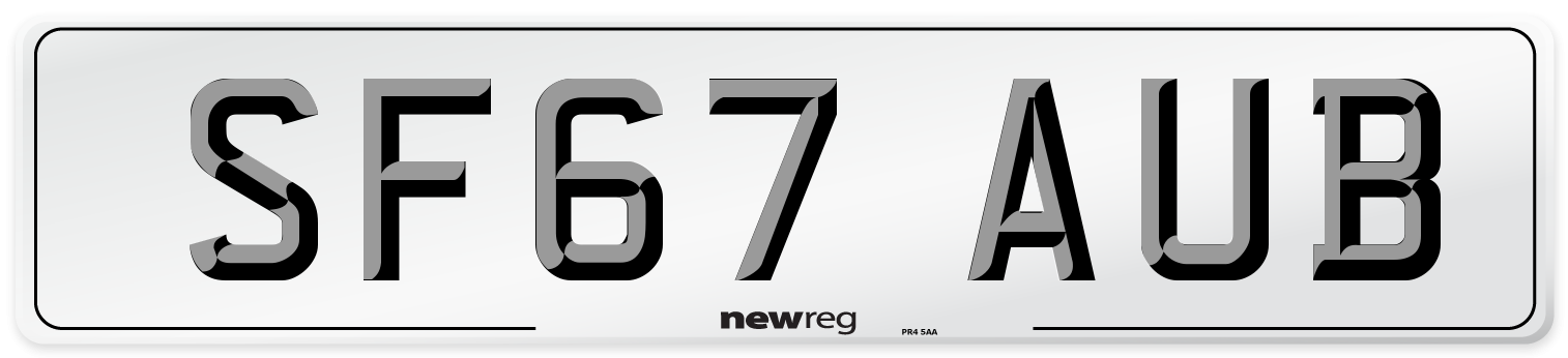 SF67 AUB Number Plate from New Reg